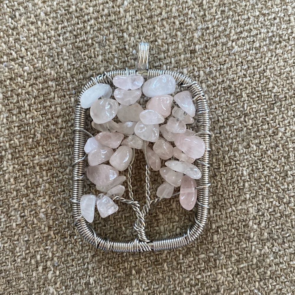 Tree of life rose, quartz pendant